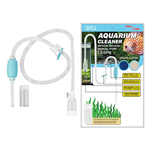 Echte TERA PUMP Aquariumreiniger Aquarium Aquarium Kies Sandreiniger mit langer Düse N Wasserdurchflussregler - BPA-frei (Modell: TRFTCLN)
